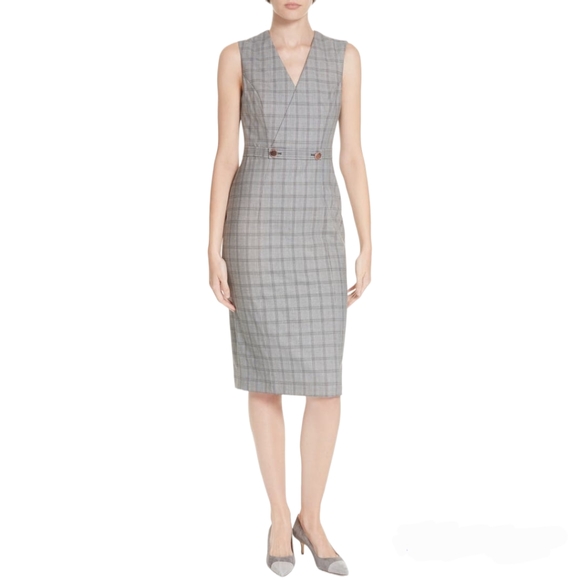 🆕️ Ted Baker Working Title Ristad Check Sheath Dress - Picture 2 of 15
